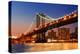 New York City Manhattan Bridge over Hudson River with Skyline after Sunset Night View Illuminated W-Songquan Deng-Premier Image Canvas