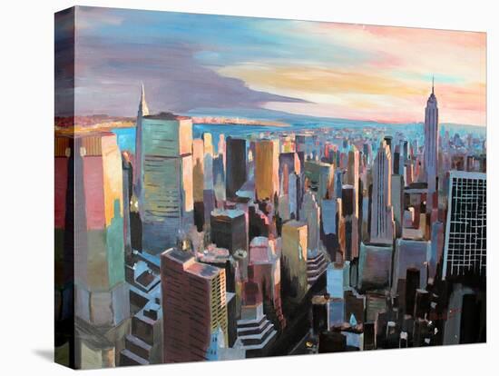 New York City - Manhattan Skyline in Warm Sunlight-Markus Bleichner-Stretched Canvas