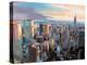 New York City - Manhattan Skyline in Warm Sunlight-Markus Bleichner-Stretched Canvas