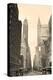 New York City Manhattan Street View with Chrysler Building Skyscrapers and Busy Traffic Black and W-Songquan Deng-Premier Image Canvas