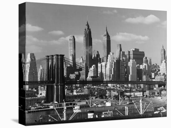 New York City Skyline and Brooklyn Bridge, 1948-Andreas Feininger-Premier Image Canvas