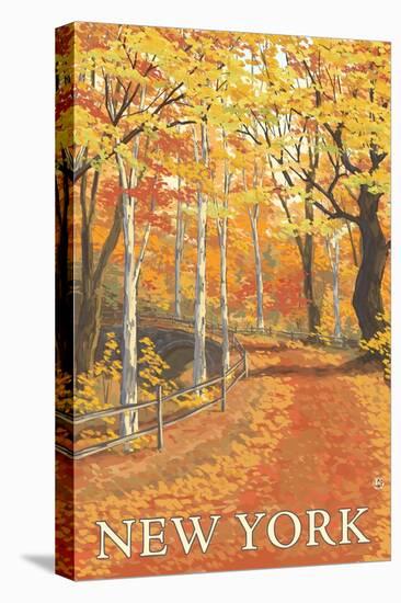 New York - Fall Colors Scene-Lantern Press-Stretched Canvas