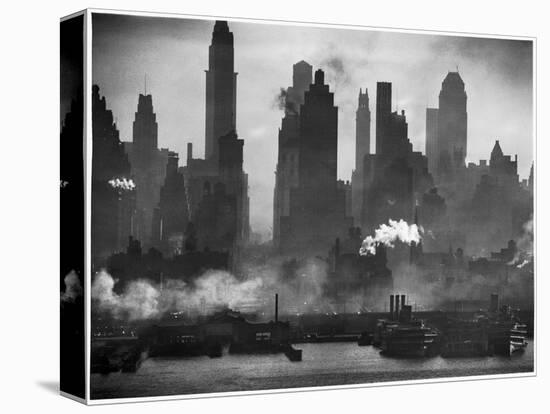 New York Harbor with Its Majestic Silhouette of Skyscrapers Looking Straight Down Bustling 42nd St.-Andreas Feininger-Premier Image Canvas