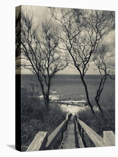 New York, Long Island, Cutchogue, Horton Point Lighthouse Stairs and Long Island Sound, USA-Walter Bibikow-Premier Image Canvas