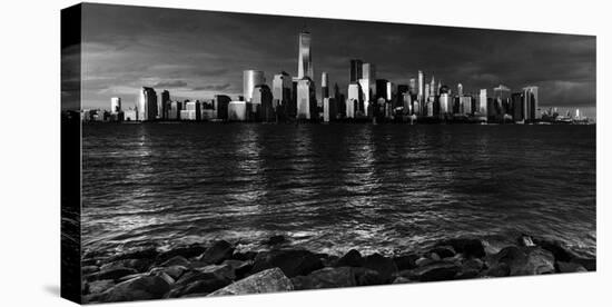 NEW YORK, NEW YORK, USA - New York City Spectacular Sunset in black and white focuses on One Wor...-Panoramic Images-Premier Image Canvas