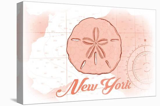 New York - Sand Dollar - Coral - Coastal Icon-Lantern Press-Stretched Canvas