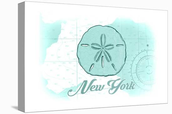 New York - Sand Dollar - Teal - Coastal Icon-Lantern Press-Stretched Canvas