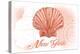 New York - Scallop Shell - Coral - Coastal Icon-Lantern Press-Stretched Canvas