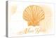 New York - Scallop Shell - Yellow - Coastal Icon-Lantern Press-Stretched Canvas