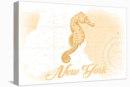 New York - Seahorse - Yellow - Coastal Icon-Lantern Press-Stretched Canvas