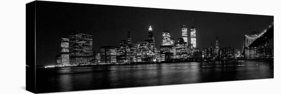 New York Skyline at Night Dominated by the Twin Towers of the World Trade Centre, August 1981-null-Premier Image Canvas