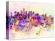 New York Skyline in Watercolor Background-paulrommer-Stretched Canvas