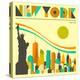 New York Skyline-Jazzberry Blue-Stretched Canvas