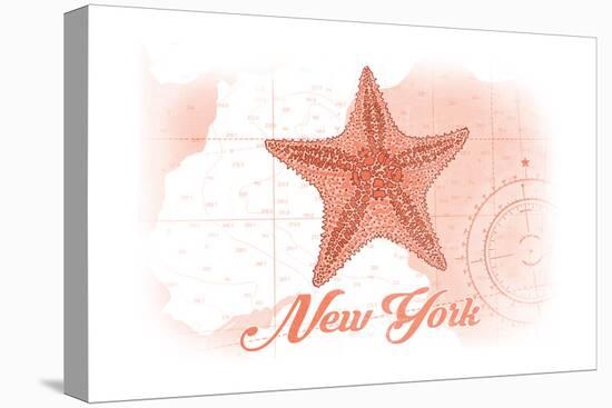 New York - Starfish - Coral - Coastal Icon-Lantern Press-Stretched Canvas