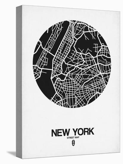 New York Street Map Black and White-NaxArt-Stretched Canvas