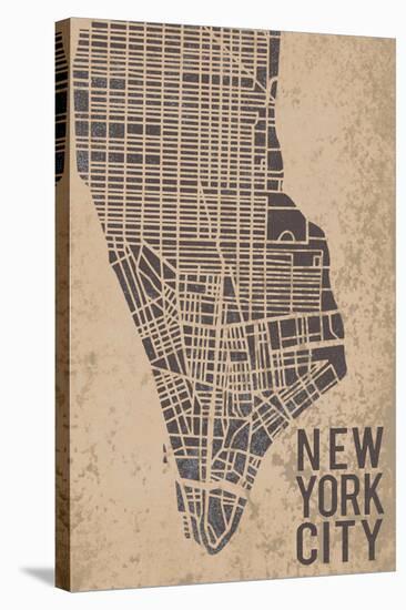 New York Street Map-Tom Frazier-Stretched Canvas