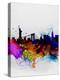 New York Watercolor Skyline 1-NaxArt-Stretched Canvas