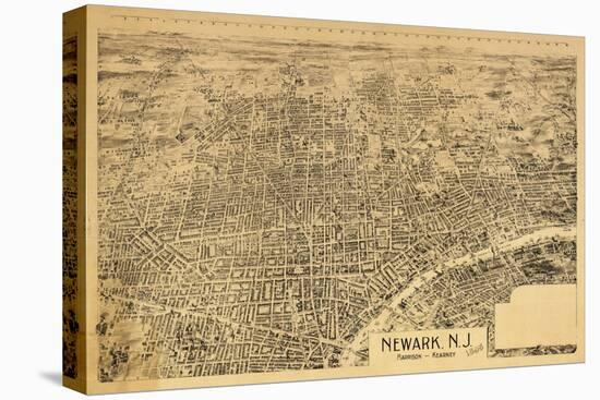 Newark, New Jersey - Panoramic Map-Lantern Press-Stretched Canvas