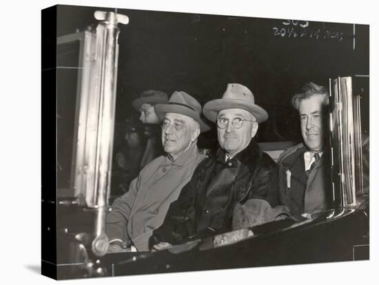 Newly Re-elected Pres. Franklin Roosevelt with VP Harry Truman Ride to the White House to Celebrate-George Skadding-Premier Image Canvas