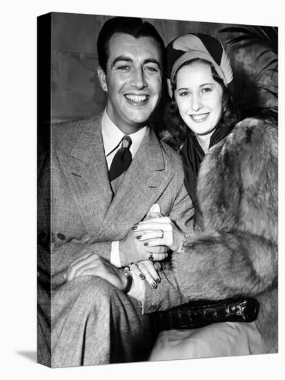 Newlyweds Robert Taylor and Barbara Stanwyck After Their Surprise Elopement, ca. 1939-null-Stretched Canvas