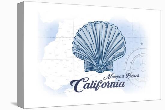 Newport Beach, California - Scallop Shell - Blue - Coastal Icon-Lantern Press-Stretched Canvas