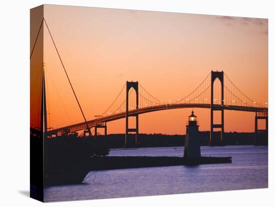 Newport Bridge and Harbor at Sunset, Newport, Rhode Island, USA-Fraser Hall-Premier Image Canvas