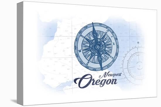 Newport, Oregon - Compass - Blue - Coastal Icon-Lantern Press-Stretched Canvas