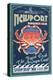 Newport, Oregon - Dungeness Crab Vintage Sign-Lantern Press-Stretched Canvas