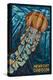 Newport, Oregon - Jellyfish Mosaic-Lantern Press-Stretched Canvas