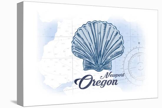 Newport, Oregon - Scallop Shell - Blue - Coastal Icon-Lantern Press-Stretched Canvas