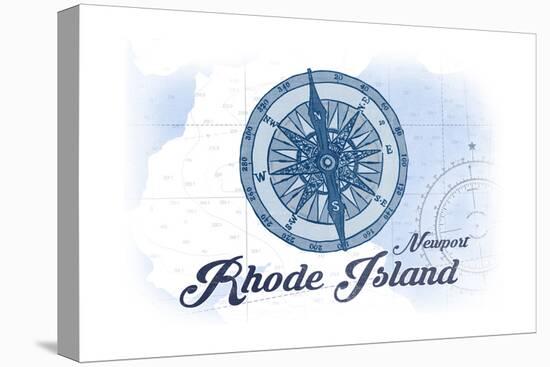 Newport, Rhode Island - Compass - Blue - Coastal Icon-Lantern Press-Stretched Canvas