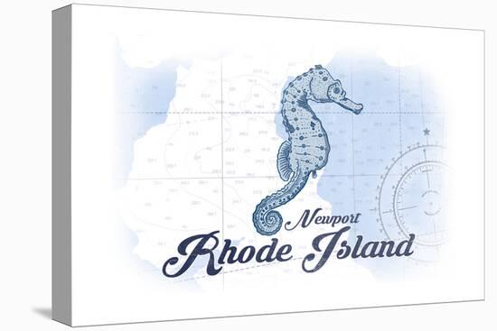 Newport, Rhode Island - Seahorse - Blue - Coastal Icon-Lantern Press-Stretched Canvas