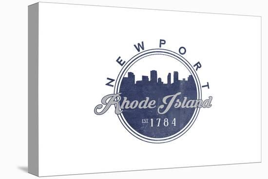 Newport, Rhode Island - Skyline Seal (Blue)-Lantern Press-Stretched Canvas