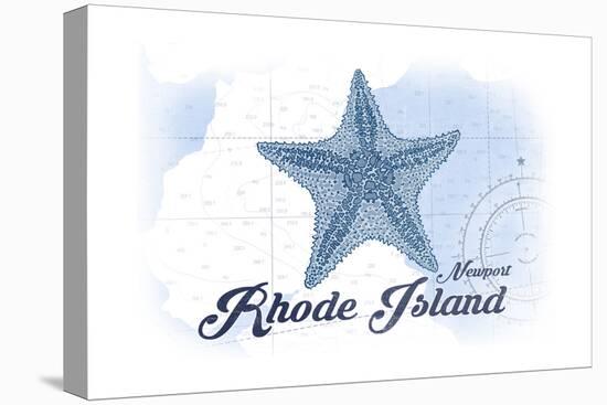 Newport, Rhode Island - Starfish - Blue - Coastal Icon-Lantern Press-Stretched Canvas