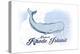 Newport, Rhode Island - Whale - Blue - Coastal Icon-Lantern Press-Stretched Canvas