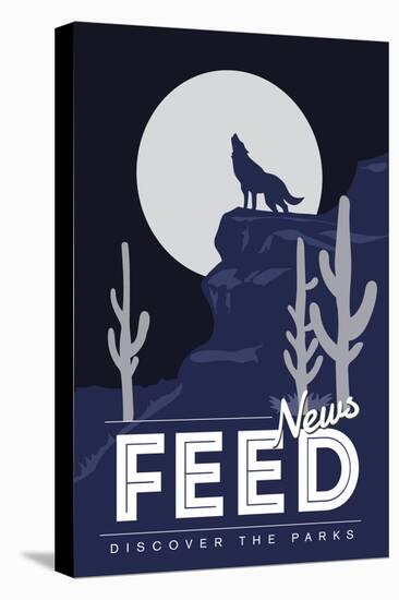 News Feed (Coyote Howling) - Discover the Parks-Lantern Press-Stretched Canvas