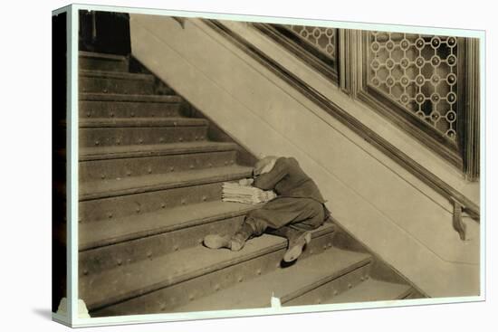 Newsboy Asleep with His Papers in Jersey City, New Jersey, 1912-Lewis Wickes Hine-Premier Image Canvas