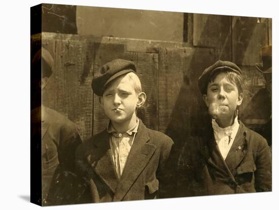 Newsboys Having a Cigarette Break, St. Louis, Missouri. 1910-Lewis Wickes Hine-Premier Image Canvas