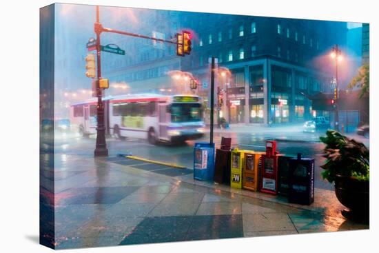 Newspaper stands during rain storm in downtown Philadelphia, Pennsylvania-null-Premier Image Canvas