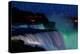 Niagara Falls - Falls and Green Lights at Night-Lantern Press-Stretched Canvas