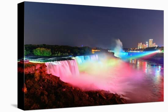 Niagara Falls Lit at Night by Colorful Lights-Songquan Deng-Premier Image Canvas
