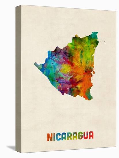 Nicaragua Watercolor Map-Michael Tompsett-Stretched Canvas