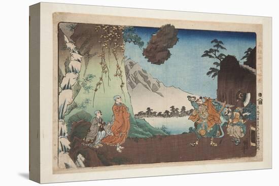 Nichiren and the Levitating Rock at Mount Komuro on the 28Th Day of the Fifth Month of 1274 (Bun'ei-Utagawa Kuniyoshi-Premier Image Canvas
