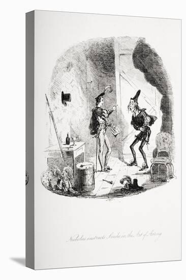 Nicholas Instructs Smike in the Art of Acting, Illustration from 'Nicholas Nickleby' by Charles…-Hablot Knight Browne-Premier Image Canvas
