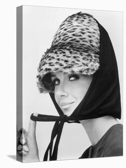 Nicole de la Marge in an Otto Lucas Jersey Scarf over an Ocelot Hat, 1964-John French-Premier Image Canvas