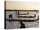 Niger Inland Delta, at Dusk, Bozo Fishermen Fish with Nets in the Niger River Just North of Mopti, -Nigel Pavitt-Premier Image Canvas