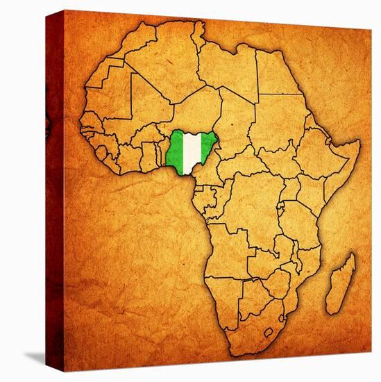 Nigeria on Actual Map of Africa-michal812-Stretched Canvas