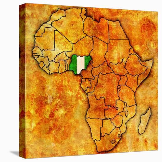 Nigeria on Actual Map of Africa-michal812-Stretched Canvas