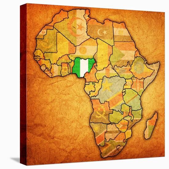 Nigeria on Actual Map of Africa-michal812-Stretched Canvas