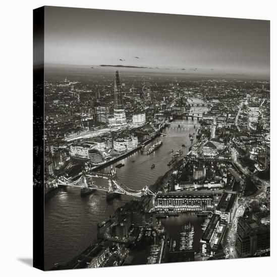 Night Aerial View of the Shard, River Thames, Tower Bridge and City of London, London, England-Jon Arnold-Premier Image Canvas